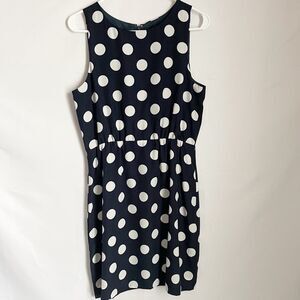 🟢J.Crew Factory Navy w/white polka dots Dress Sz 8